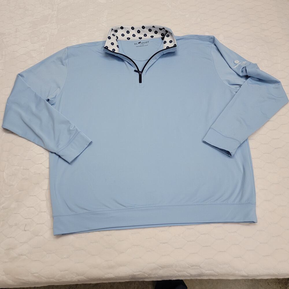 HL Sport Mens 2XL Pullover 1/4 Zip Light Blue Baker Triangle Performance Golf